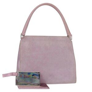 PRADA Hand Bag Suede Purple Silver Auth gh1452